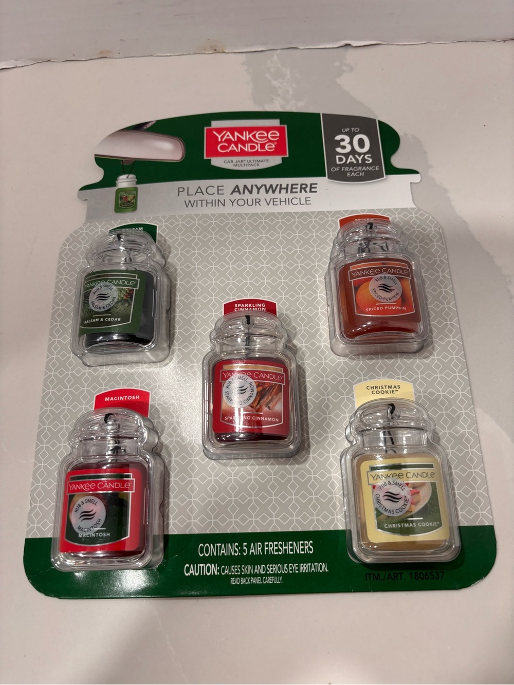 Yankee Candle 5-Pack Car Jar Air Fresheners Holiday Scents New